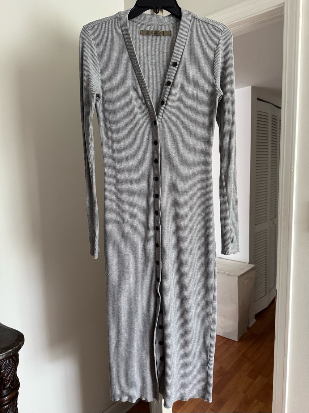Enza Costa Sweater Knit Cardigan Dress Heather Gray Size Small